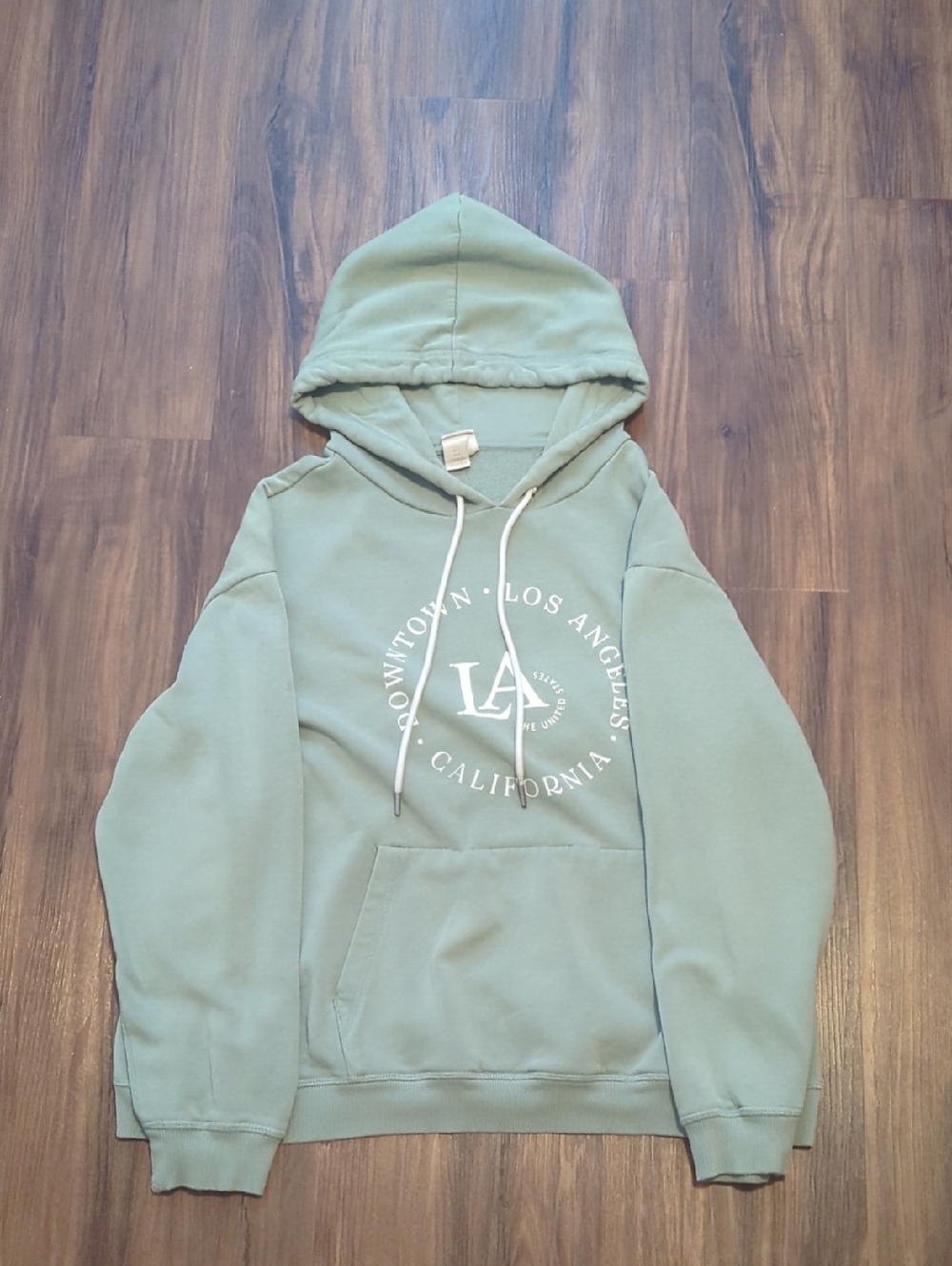 H&M Sage Green Graphic Hooded Sweatshirt